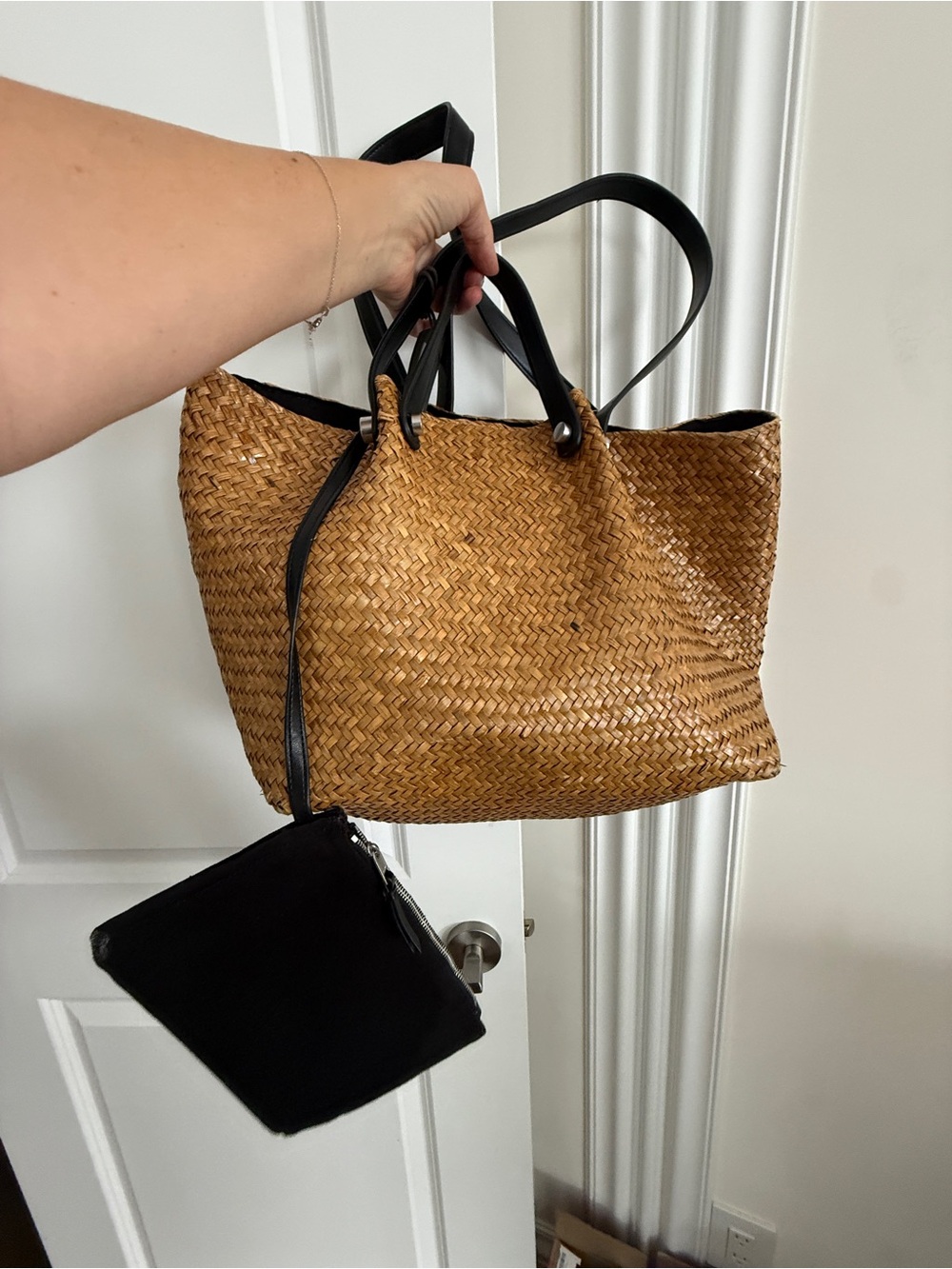 AllSaints allington straw tote in natural - Picture 9 of 12
